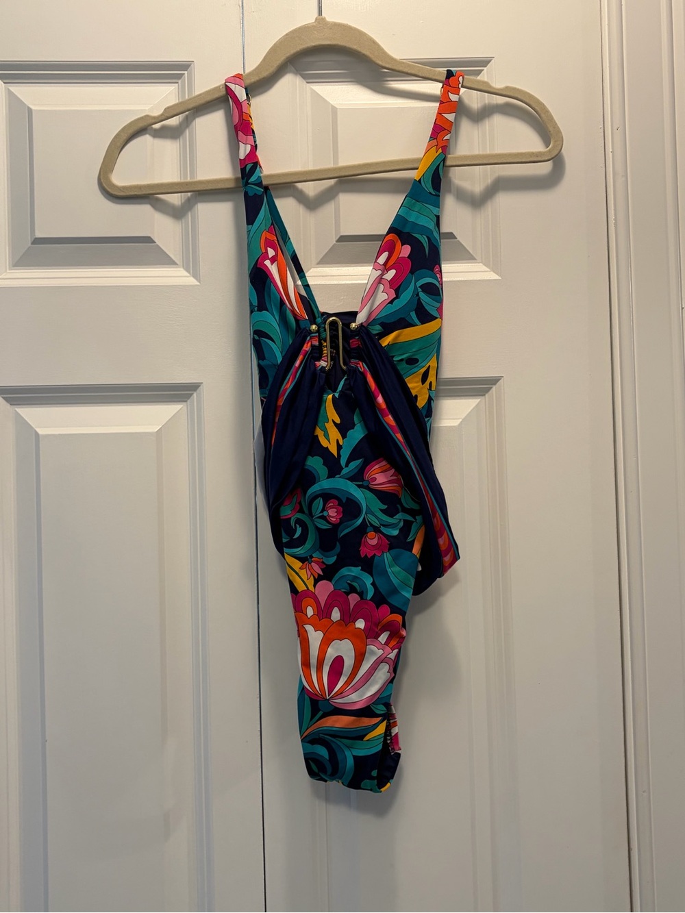 Trina Turk Teal Floral One-Piece Swimsuit with Multicolor Accents